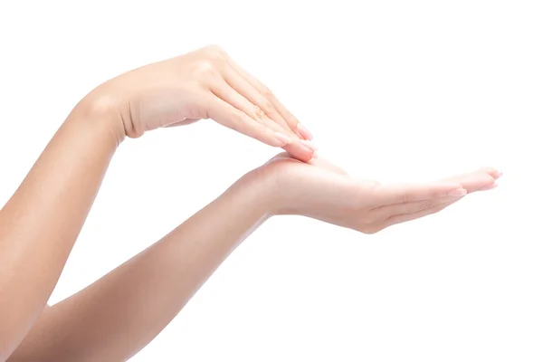 Las manos de mujer con manicura francesa —  Fotos de Stock