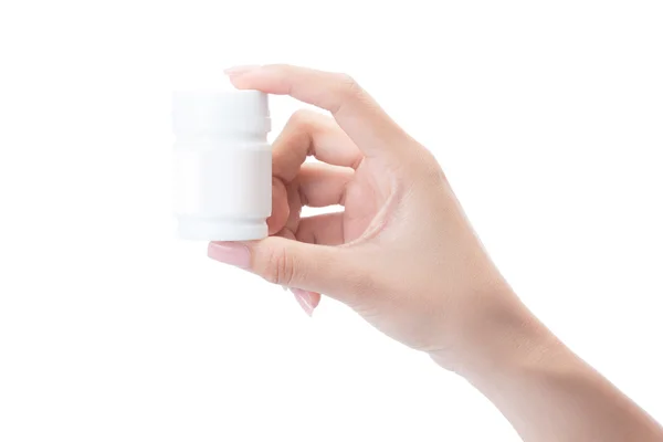 Hand holding a pill bottle — Stock Photo, Image