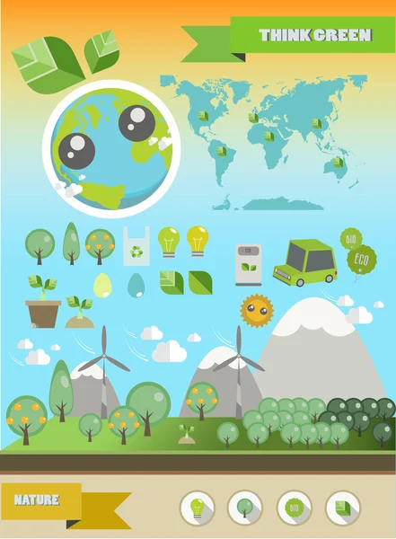 Elementos Infográficos Ecológicos — Vector de stock