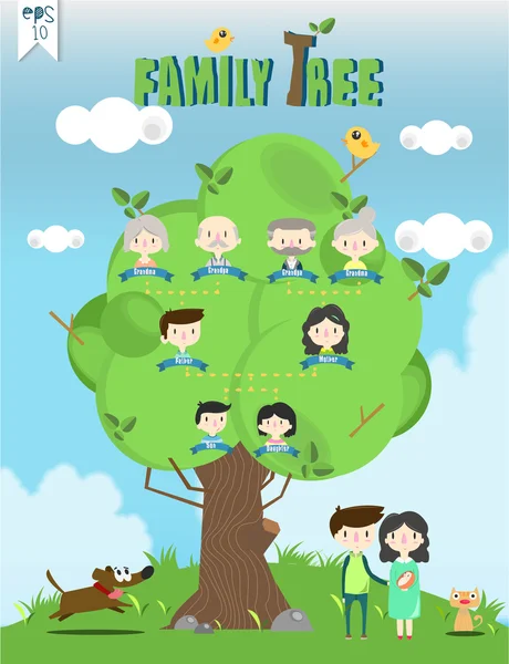 Family tree template info graphics vector/illustration — Stock Vector