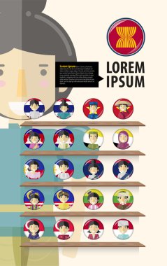 ASEAN erkek ve kız geleneksel kostüm rozet pin