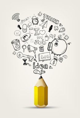 Doodle fikir defter paper.write doodle fikri beyaz kağıt üzerine yazmak.