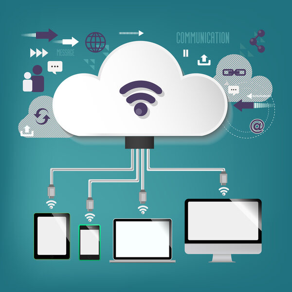 cloud computing - illustration, connection