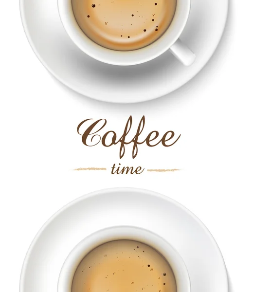Φλιτζάνι καφέ σε άσπρο φόντο, κάτοψη. Eps10 διάνυσμα — Διανυσματικό Αρχείο