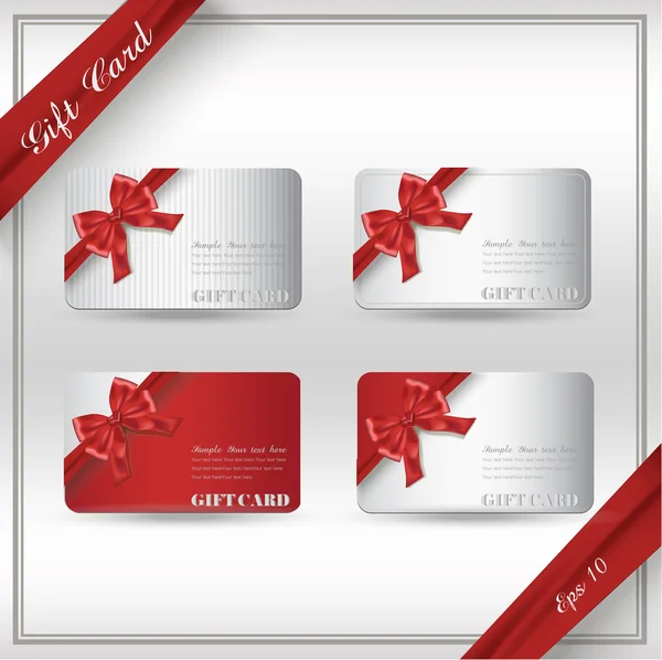 Collection of gift cards with ribbons. Vector background — Stock Vector