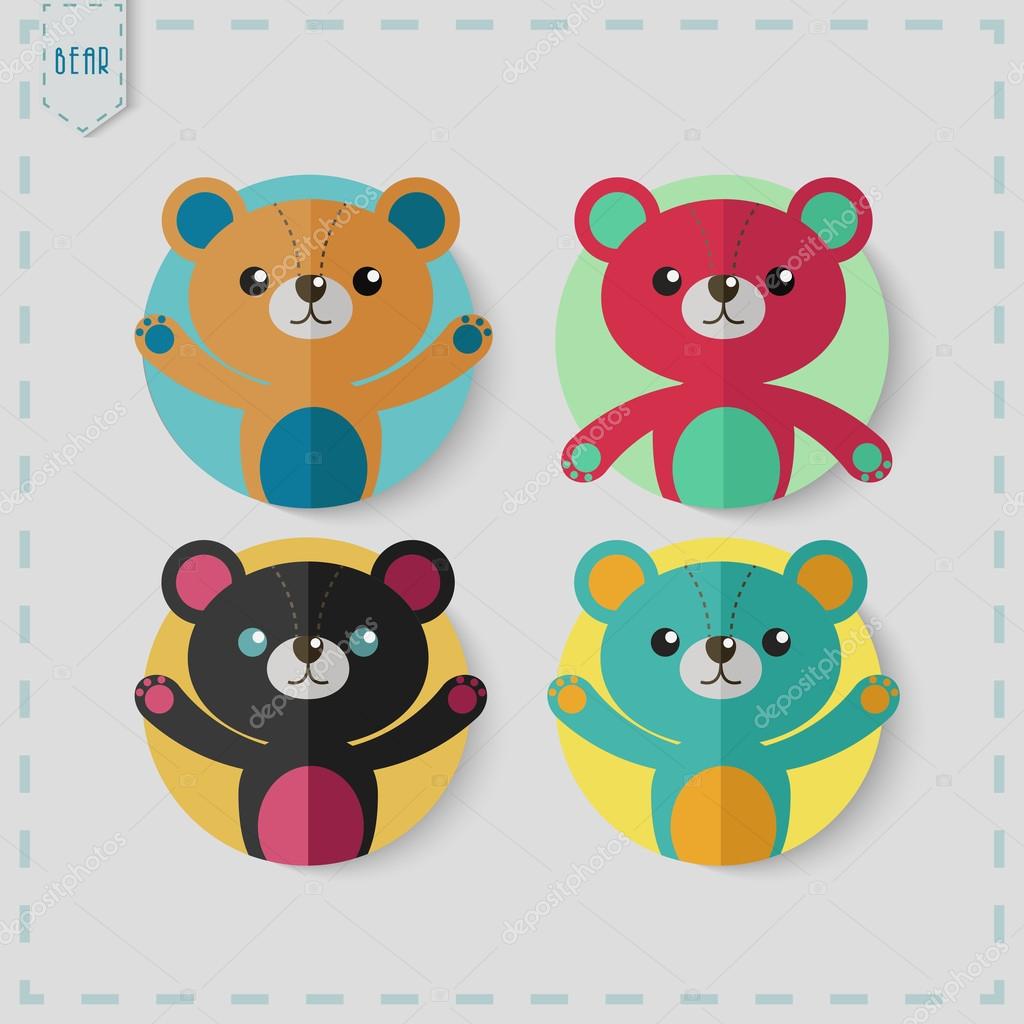 Flat Style Teddy Bear Vector Icon Set Illustrator Eps10 Premium Vector In Adobe Illustrator Ai Ai Format Encapsulated Postscript Eps Eps Format