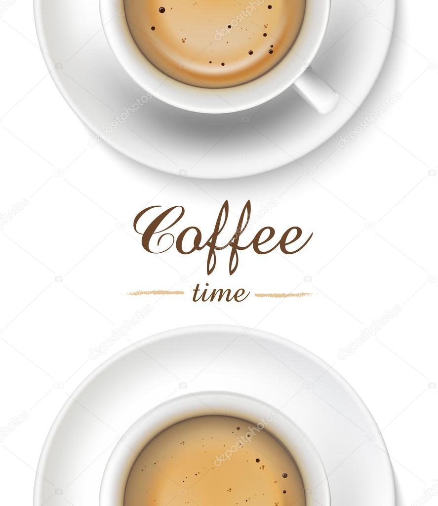 Coffee cup on white background, top view. Eps10 vector