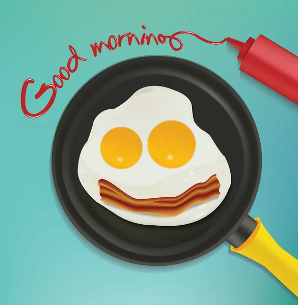 Cara sonriente hacer con huevos fritos y tocino, ilustración vectorial . — Archivo Imágenes Vectoriales