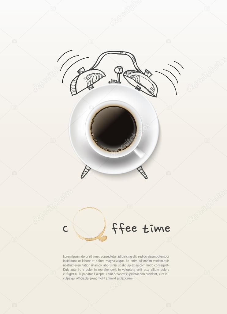 coffee cup time clock concept design background