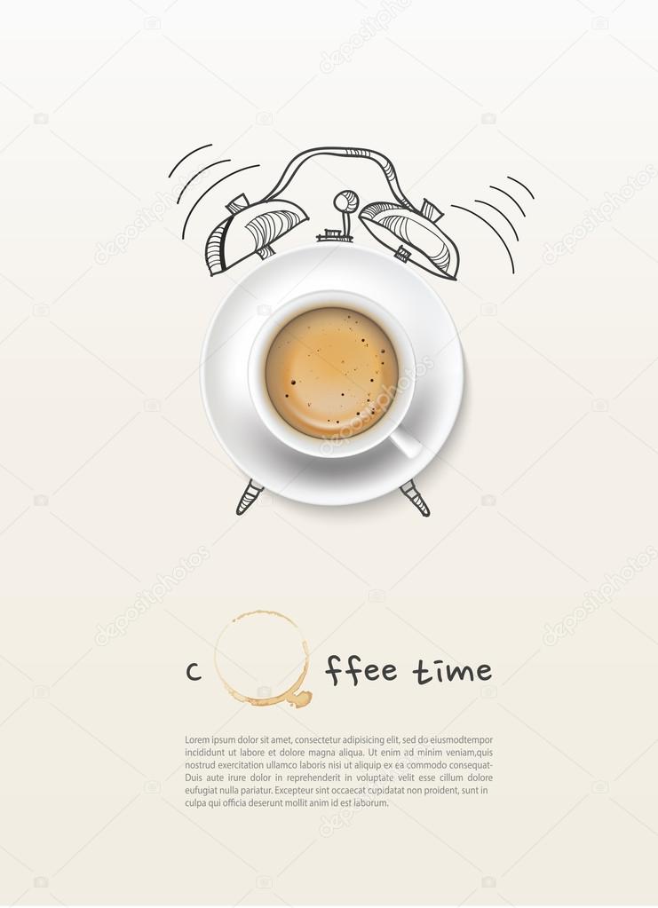 coffee cup time clock concept design background