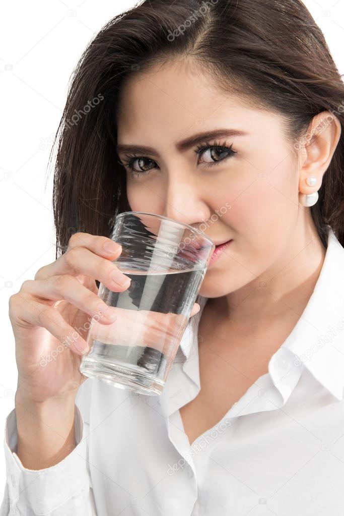 young woman drinking water