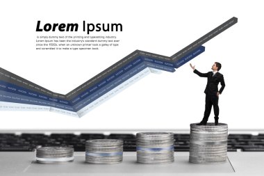 İş ve para büyüme, iş adamı sikkeler, ekonomi kavramı üzerinde kavramı