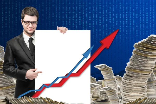 business and money concept - young businessman with money growth