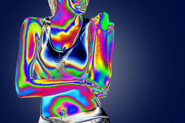 Thermal imaging,woman with pain in elbow — Stock Photo, Image