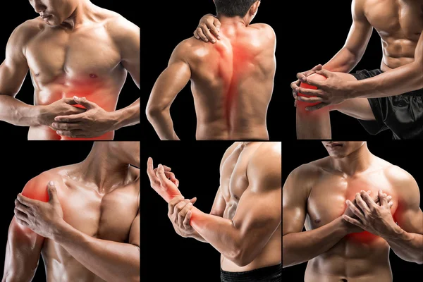 Colagem mostrando dor em várias partes do corpo — Fotografia de Stock
