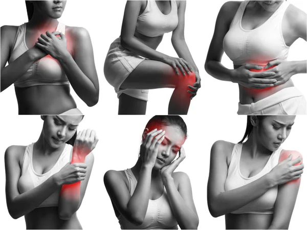 Collage que muestra dolor en varias partes del cuerpo —  Fotos de Stock