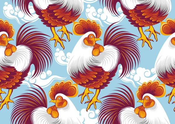 Κοτόπουλο Χωρίς Ραφή Μοτίβο Γραμμή Και Σημείο Σχέδια Και Όμορφα — Διανυσματικό Αρχείο
