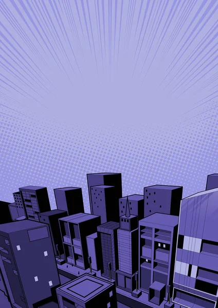 Cartoon City Background Illustration Buildings Roads — Stock Vector