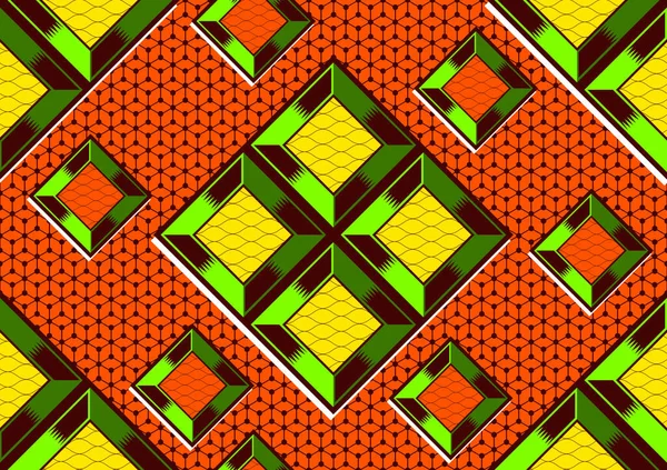 Геометричний Квадрат Африканський Безшовний Візерунок Живопис Абстрактний Фон — стоковий вектор