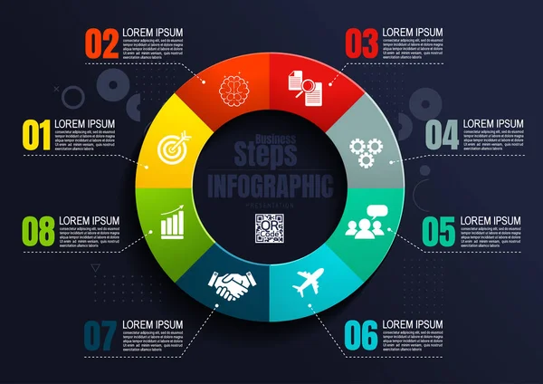 Infografik Geschäft Prozessdiagramm Design Vorlage Für Die Präsentation Abstrakte Zeitachsenelemente — Stockvektor