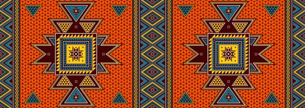 Geometrische Form Quadratisch Afrikanisches Nahtloses Muster Bildkunst Und Abstrakter Hintergrund — Stockvektor
