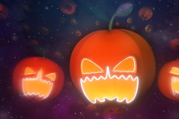 Happy Halloween Feest Uitnodiging Achtergrond Met Jack Lantaarn Pompoenen Illustratie — Stockfoto