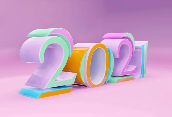2021 Yeni Yıl Konsepti 2021 Yeni Yıl Metni Pastel Mor — Stok fotoğraf