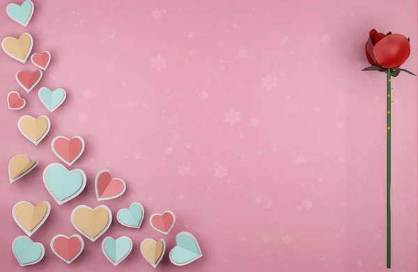 그림이 그려진 분홍색 파스텔 모양의 종이가 발렌틴 디자인 — 스톡 사진