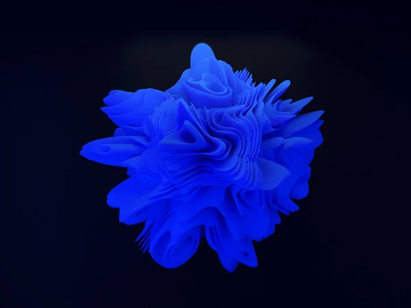 Rendering Abstract Swirl Wavy Blue Shape Object Background Wallpaper Black — Fotografia de Stock
