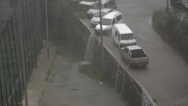 Regen Vloeibaar Water Vorm Van Druppels Die Zijn Gecondenseerd Uit — Stockvideo