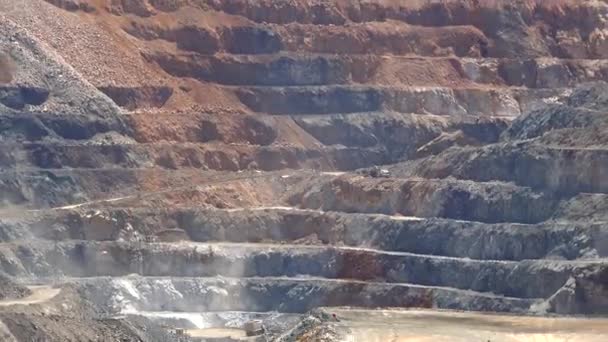 Minería Corte Abierto Una Técnica Superficial Extracción Roca Minerales Tierra — Vídeos de Stock