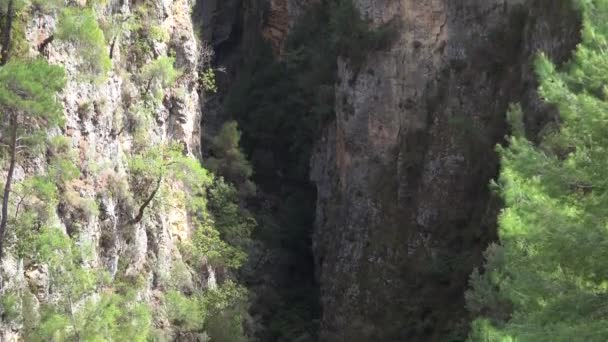 Pared Rocosa Profunda Empinada Del Cañón Garganta Una Hendidura Profunda — Vídeos de Stock