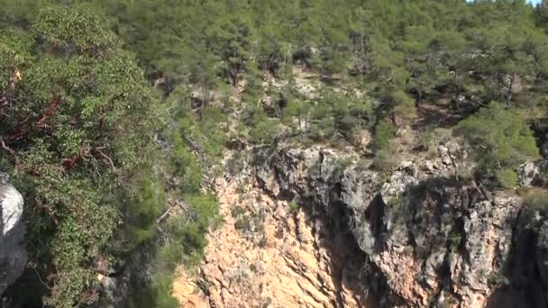 Little Waters Base Deep Steep Rocky Canyon Turquoise Blue Stream — Stock Video