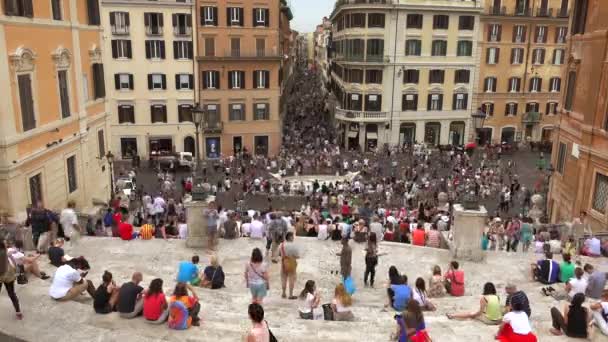 Přeplněné Španělské Schody Piazza Spagna Římě Itálie Piazza Spagna Dně — Stock video