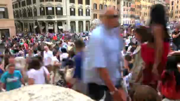 Überfüllte Spanische Treppe Piazza Spagna Rom Italien Piazza Spagna Fuße — Stockvideo