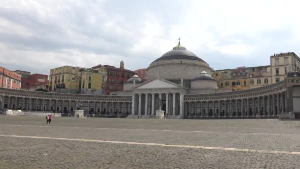 San Francesco Paola Piazza Del Plebiscito Square Central Neapel Italien — Stockvideo