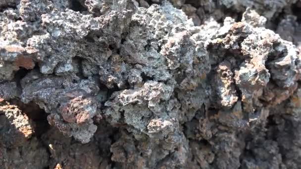 玄武岩是由暴露在地球表面或非常接近地球表面的玄武岩熔岩快速冷却而形成的一种常见的突出火成岩 玄武岩描述了一系列熔岩流的形成 玄武岩4K — 图库视频影像
