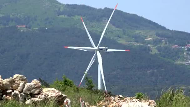 Szélerőmű Park Erőmű Szélerőmű Parkja Szélerőmű Energia Szélerőművek Segítségével Biztosítja — Stock videók