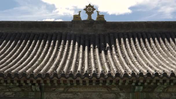 Historical Temple Roof Ornaments Buddhist Culture Classic Central Asian Architecture — Stock Video