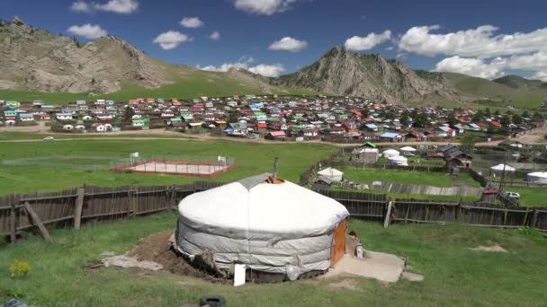 Maisons Colorées Couvertes Dans Ville Classique Asie Centrale Traditionnelle Ville — Video