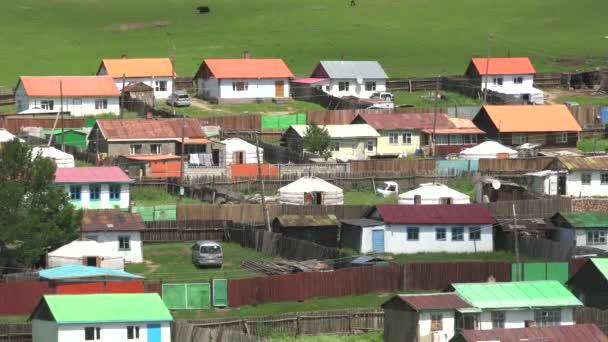 Colorful Roofed Houses Classic City Central Asia Traditional Siberian City — Wideo stockowe