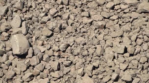 Broken Crumbled Rocks Spilling Canyon Slope Ridge Valley Floor Volcanic — Stock Video