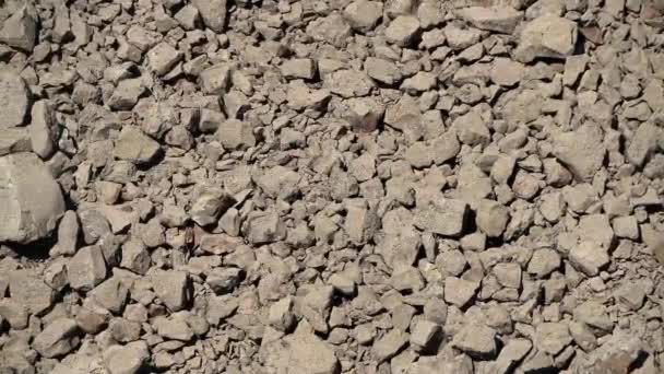 Broken Crumbled Rocks Spilling Canyon Slope Ridge Valley Floor Volcanic — Wideo stockowe