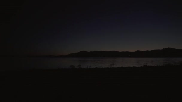 Geografia Del Lago Notte Aria Sta Illuminando All Orizzonte Mezzanotte — Video Stock