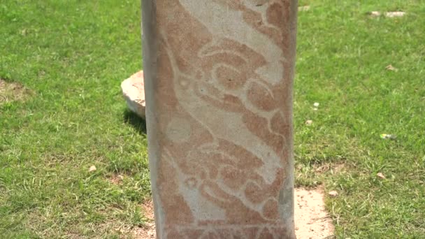 Inscription Obelisk Menhir Old Ancient Dobes Deer Stone Megalith Carved — Stock video