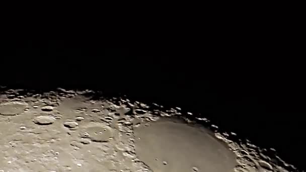 Cráteres Luna Llena Con Telescopio Zoom Mega Tele Sistema Solar — Vídeos de Stock