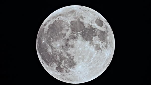 Cráteres Luna Llena Con Telescopio Zoom Mega Tele Sistema Solar — Vídeo de stock