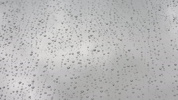 7680X4320 Water湿った窓ガラス表面に雨の滴 ガラス上の雨の透明な塊 ブレンドモードが輝度を設定した場合 適切に混合されます アクアロマンチックな滴感情的なブロブ液体スライド天気雨湿ったスリップ — ストック動画