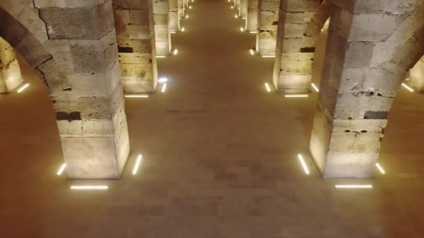 Interior Del Edificio Histórico Con Arcos Piedra Cúpulas Catedral Minster — Vídeo de stock