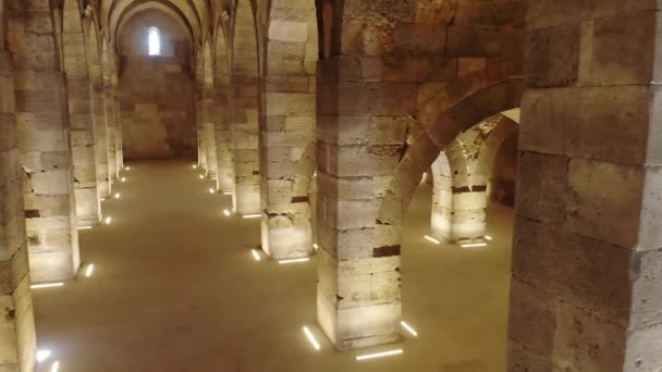 Intérieur Bâtiment Historique Avec Arches Pierre Dômes Cathédrale Minster Église — Video